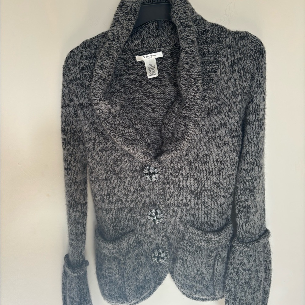 Vertigo Cozy Gray Shawl Collar Cardigan